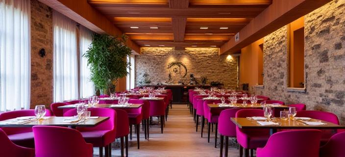 Interno moderno del ristorante Golden Quill Tavern